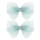 5.5-Inch Organza Double Hair Bows Alligator Clips Hair Accessories For Girls Toddler Kids Children Teens -Green
