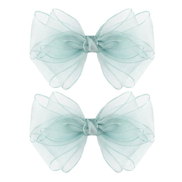 5.5-Inch Organza Double Hair Bows Alligator Clips Hair Accessories For Girls Toddler Kids Children Teens -Green