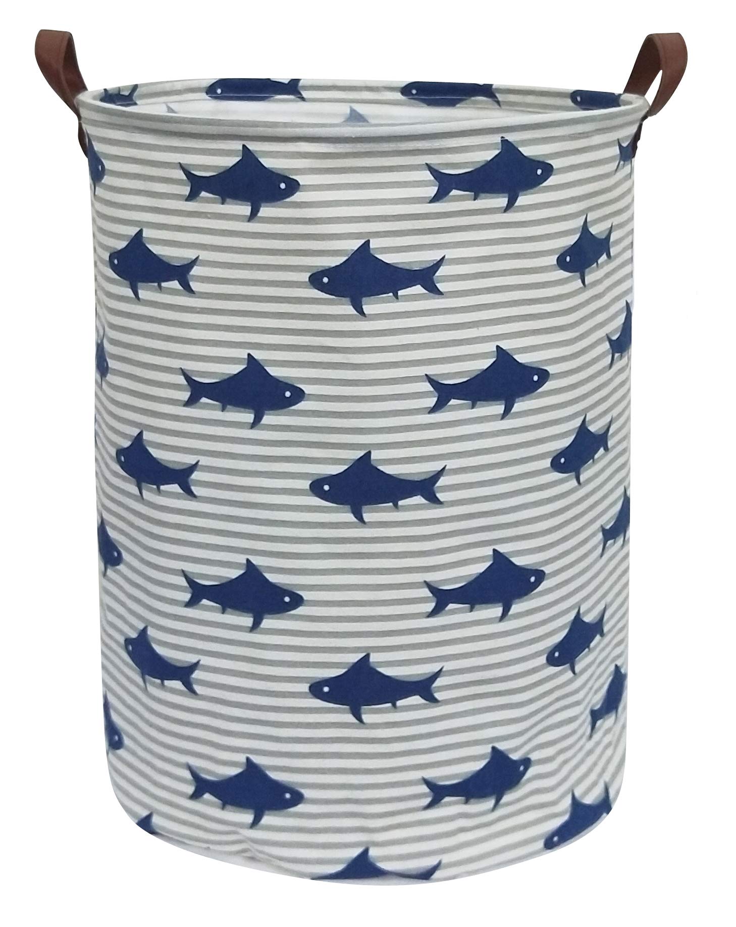 Clocor Kids Laundry Basket,Shark Toy Storage Bins,Baby Clothes Hamper,Round Gift Basket With Handles For Bedroom Nursery,Toddler
