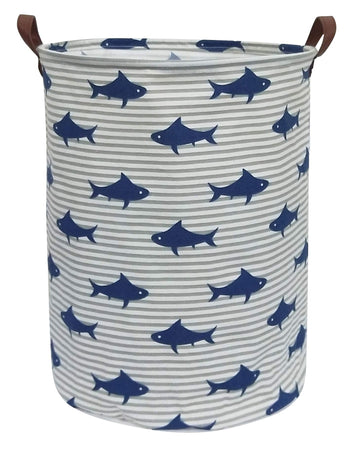 Clocor Kids Laundry Basket,Shark Toy Storage Bins,Baby Clothes Hamper,Round Gift Basket With Handles For Bedroom Nursery,Toddler