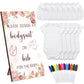 Panitay 43 Pcs Baby Bibs Bodysuit Games Set Wooden Game Sign 15 Blank White Bibs 15 Newborn Bodysuit 12 Marker(Flower)