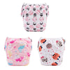 Babygoal Baby Girl Swim Diapers 3 Pack For 8M-3T Babies And Toddlers, Reusable Adjustable Washable For Swimming Lessons-Cat,Owl