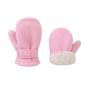 Baby Toddler Mittens Boys Girls Winter Outdoor Gloves Kids Easy-On Fleece Warm Mitterns Pink Rose White 3 Pairs M(1-2 Years)