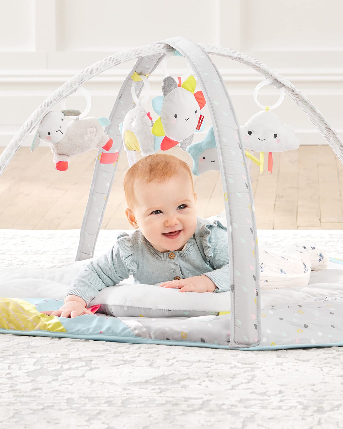 Skip Hop Tummy Time Mat, 3-In-1 Activity Baby Play Gym, Age 0+, Silver Lining Cloud, Grey