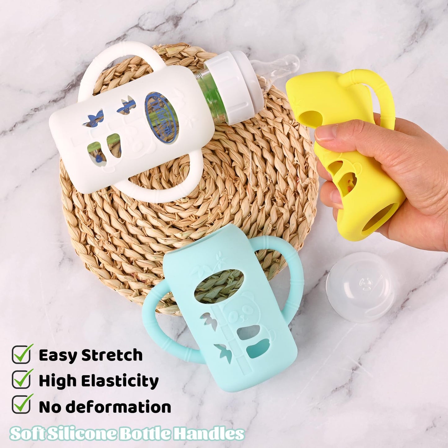 3 Pack Baby Bottle Handles, Silicone Sleeves For Dr Brown'S Glass Baby Bottles, Anti Breakage Baby Bottle Holder, Compatible Dr.