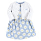 Hudson Baby Baby Girls' Cotton Dress And Cardigan Set, Blue Daisy, 3-6 Months