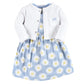 Hudson Baby Baby Girls' Cotton Dress And Cardigan Set, Blue Daisy, 0-3 Months