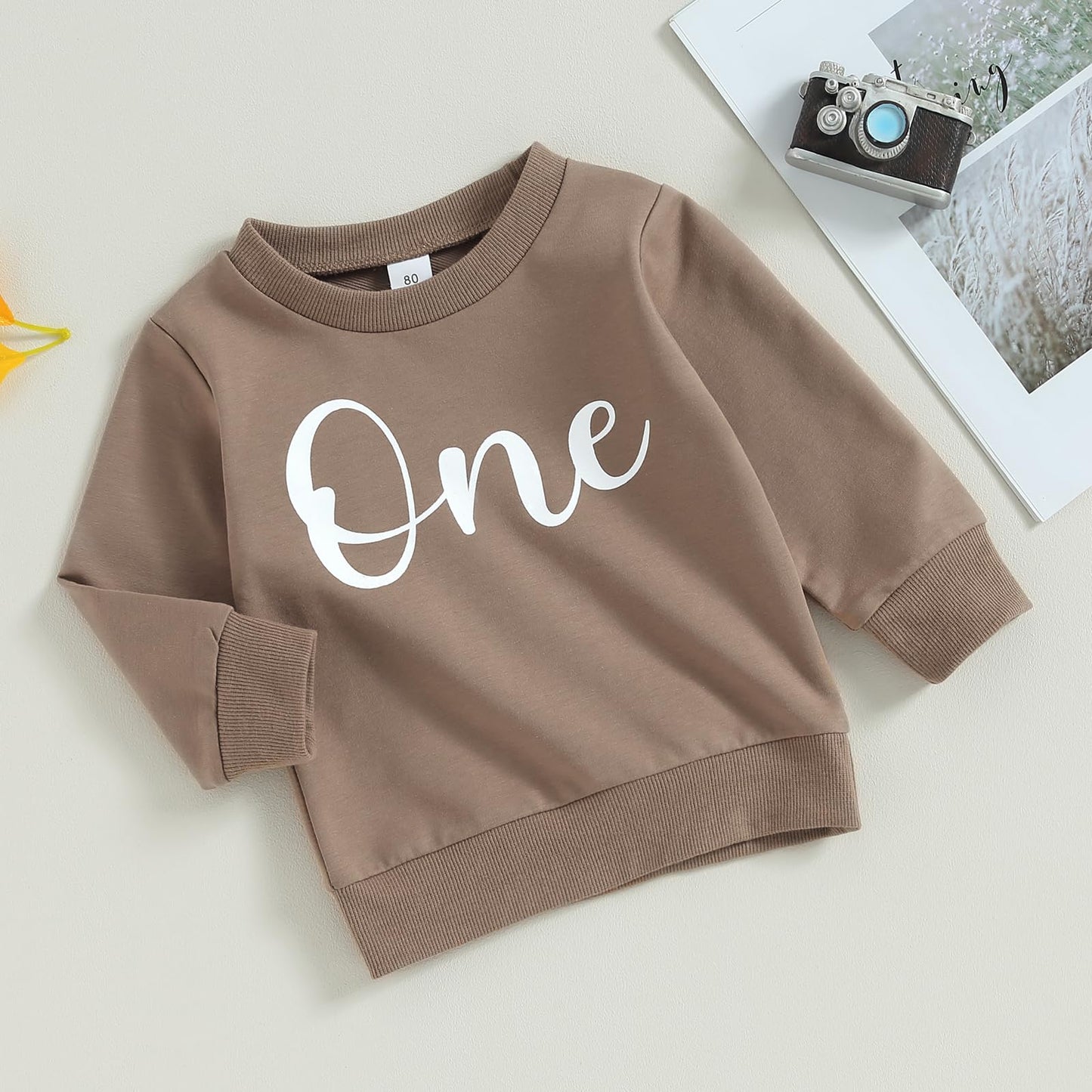First Birthday Boy Outfit Baby Boy Crewneck Sweatshirt One Year 1St Birthday Outfit Cute Fall Winter Clothes (A-Coffee, 12-18 Mo