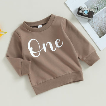 First Birthday Boy Outfit Baby Boy Crewneck Sweatshirt One Year 1St Birthday Outfit Cute Fall Winter Clothes (A-Coffee, 12-18 Mo