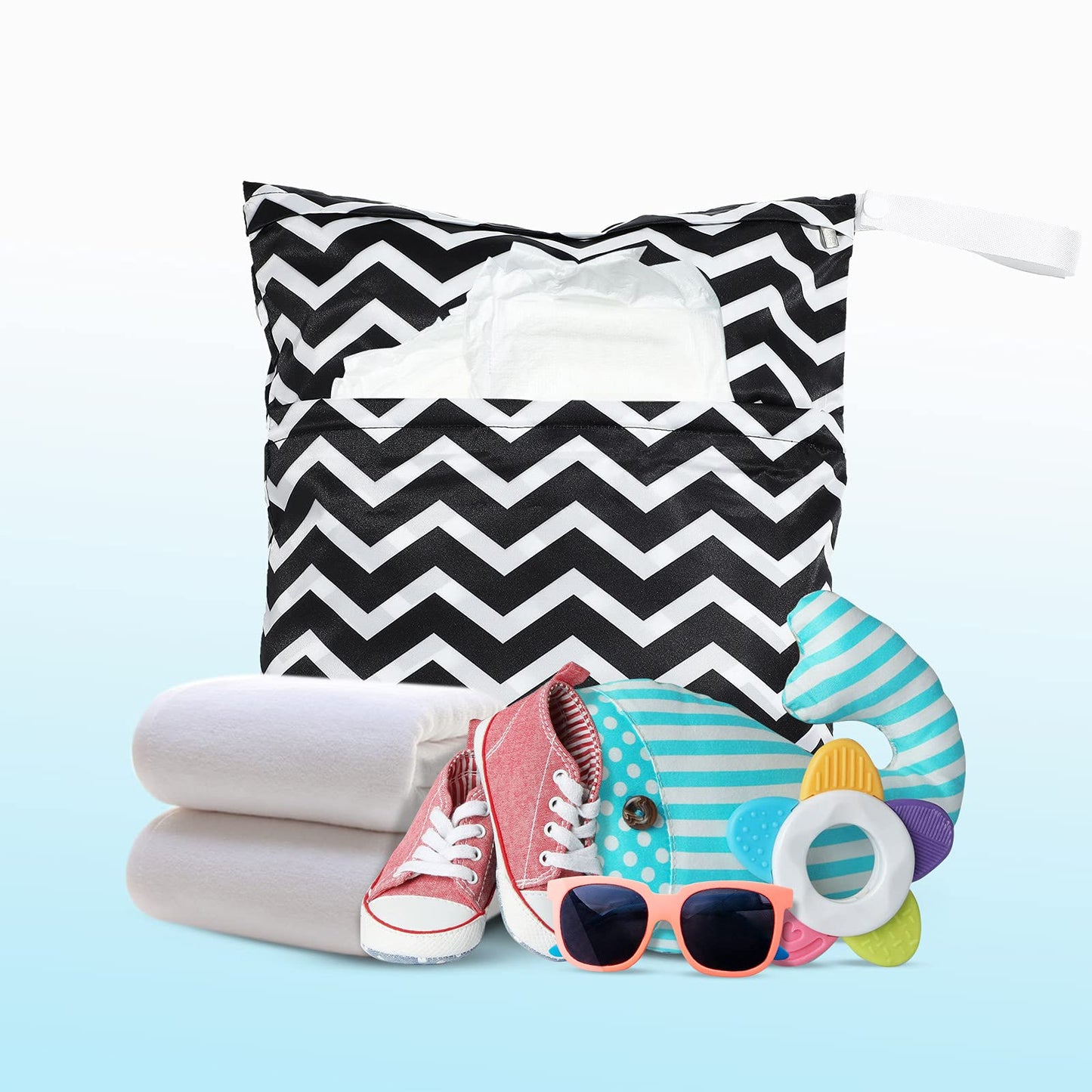 Frienda 4 Pieces Wet Dry Bag for Baby Waterproof Reusable Washable Diaper Bag Sealed with Handle for Travel, Beach, Swimsuit, Di