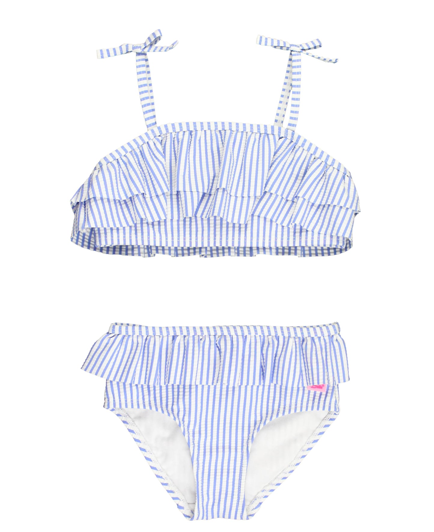 Rufflebutts Periwinkle Blue Seersucker Seersucker Bow Ruffle Bikini - 8