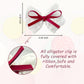 Lmymhmlm 2Pcs Lace Hair Bows For Girls, White Lace With Burgundy Hair Ribbons, Alligator Bow Hair Clips, Handmade Hair Accessori