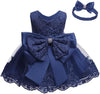 Tuiji Formal Prom Pageant Wedding Girls Dresses A-Line Knee Length Tutu Ruffle Dress Princess Party Infant Baby Dress 6M Navy Bl