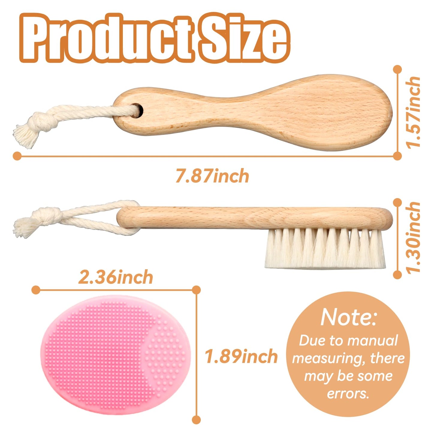 Wooden Soft Goat Bristles Brush With Baby Silicone Hair Scrubber Cradle Cap Brush For Newborn, Toddler, Infant, Baby Hair Care K