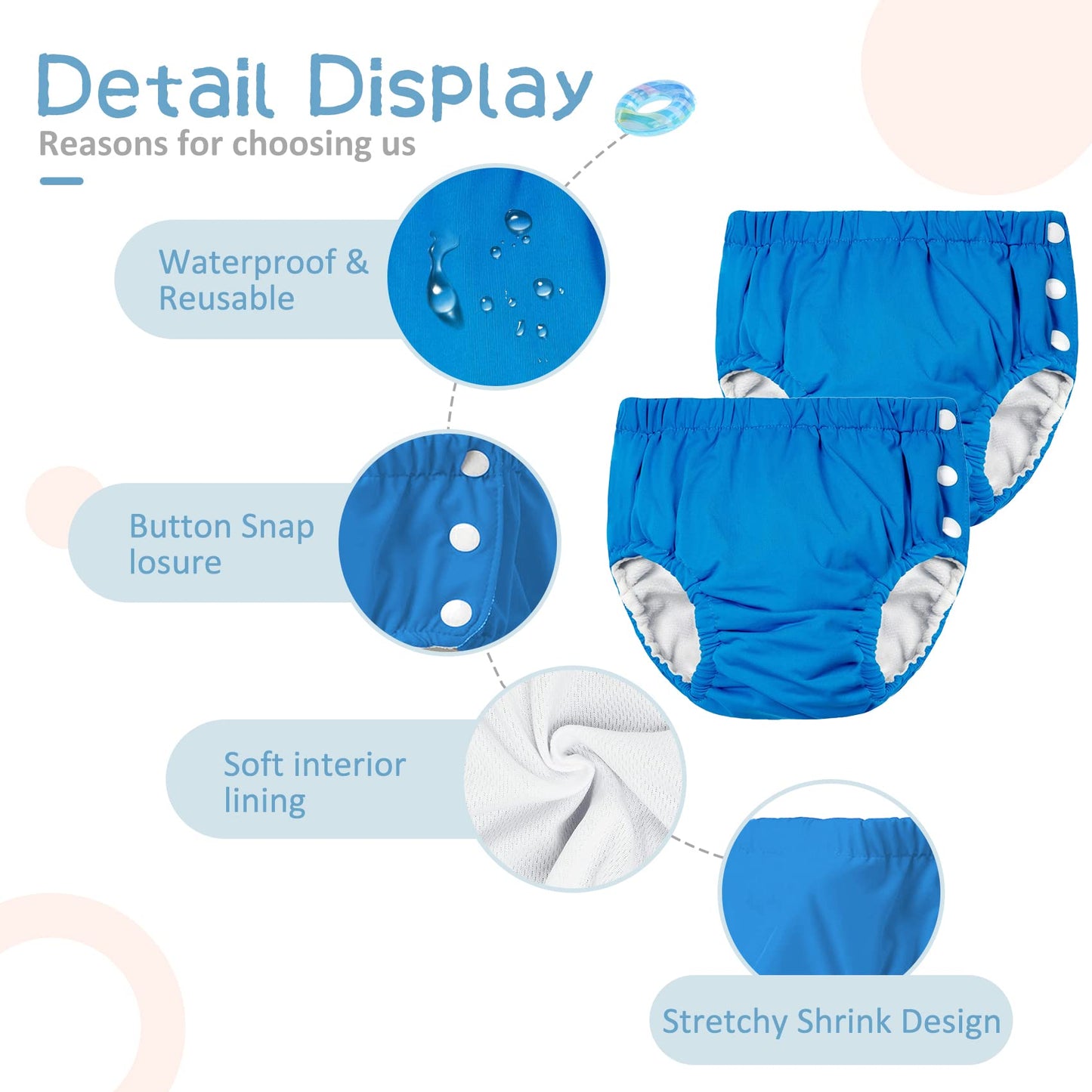 Durio Reusable Swim Diapers Washable Swim Diapers For Toddlers Swimming Diapers Toddler Swim Diaper Blue Green 12-18 Month