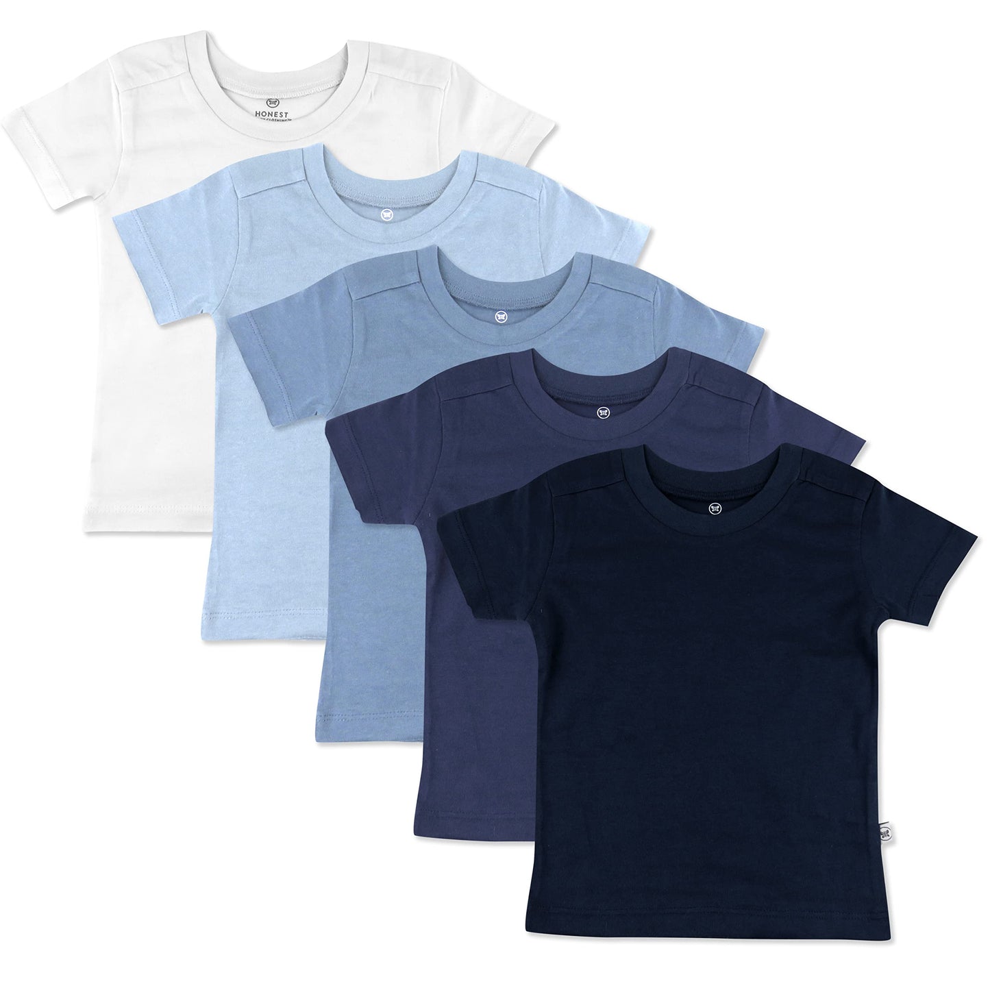 Honestbaby Multipack Short Sleeve T-Shirt Tee 100% Organic Cotton Infant Baby, Toddler, Little Kids Boys, Girls, Unisex, 5-Pack