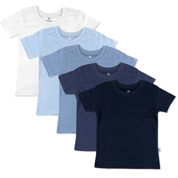 Honestbaby Multipack Short Sleeve T-Shirt Tee 100% Organic Cotton Infant Baby, Toddler, Little Kids Boys, Girls, Unisex, 5-Pack