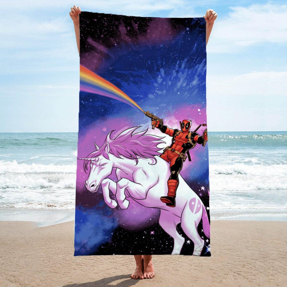Jay Franco Marvel Deadpool Unicorn Galaxy Bath Pool Beach Towel - Super Soft & Absorbent 100% Cotton Towel, Measures 28 X 58 Inc