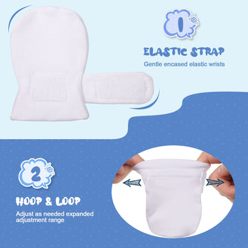 Newcotte 12 Pairs Adjustable Preemie Baby Mittens No Scratch Newborn Cotton Breathable Gloves Warm Mitts For Boys Kids(Fresh Col