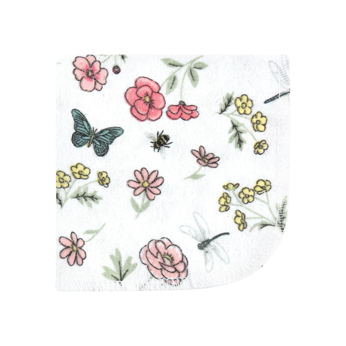 Hudson Baby Unisex Baby Flannel Cotton Washcloths, Hummingbird Garden 10 Pack, One Size