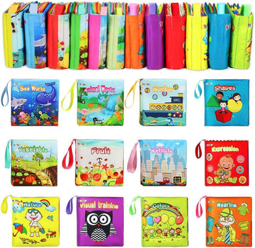 teytoy My First Soft Book, Nontoxic Fabric Baby Cloth Activity Crinkle Soft Books for Infants Boys and Girls Early Educational T