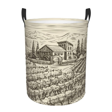 Pevtufa Vineyard Landscape Foldable Laundry Basket Organizer,Fabric Clothes Toy Storage Basket Nursery Hamper Storage Bin For Ho