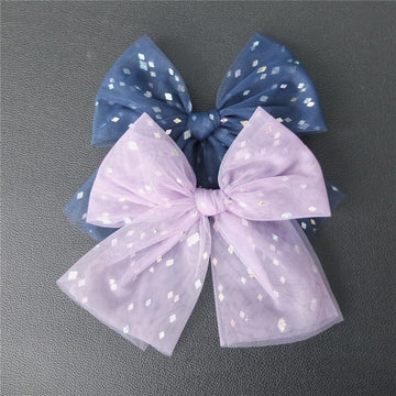 Large Tulle Bow Hair Clips For Baby Girls Lace Hair Bow Women Cottagecore Lightweight Gauze Bow Hair Barrettes Accessories (Fres