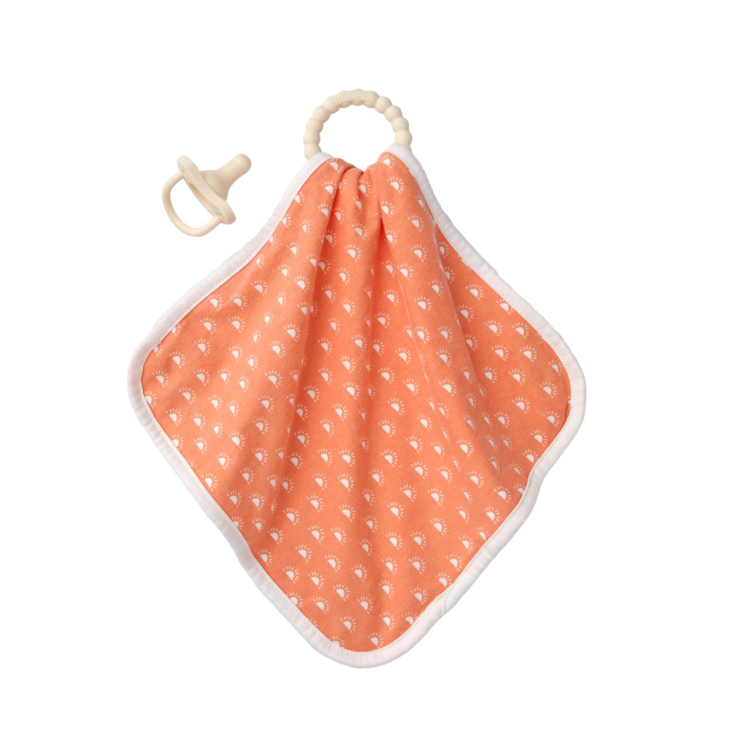 Dr. Brown's Lovey Blanket with Teether Ring and HappyPaci 100% Silicone One-Piece Pacifier, Soothing Security Blanket Set for Ba