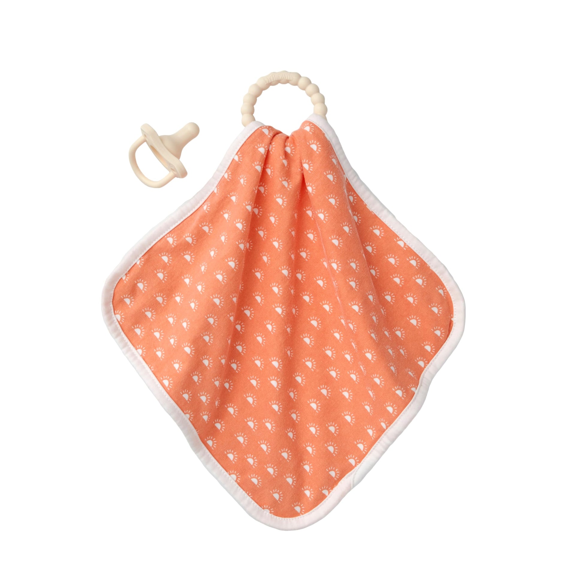 Dr. Brown's Lovey Blanket with Teether Ring and HappyPaci 100% Silicone One-Piece Pacifier, Soothing Security Blanket Set for Ba
