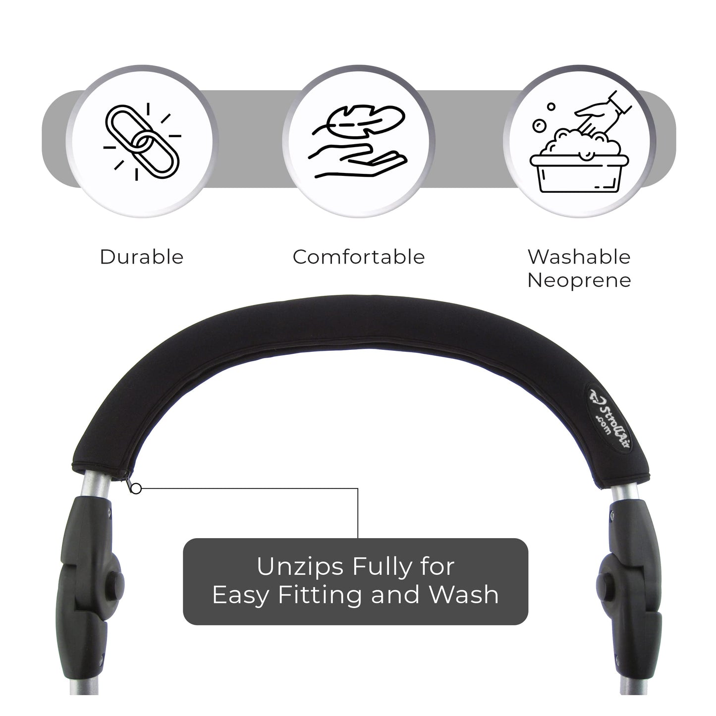 Strollair Universal Handle Sleeve Cover, Black, 24', 1 Count