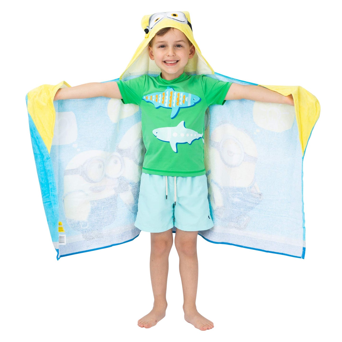 Despicable Me Minions Bath/Pool/Beach Soft Cotton Terry Hooded Towel Wrap, 24' X 50', By Franco Kids