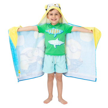 Despicable Me Minions Bath/Pool/Beach Soft Cotton Terry Hooded Towel Wrap, 24' X 50', By Franco Kids