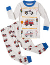 Popshion Boys Pajamas Fire Truck Long Sleeve Cotton Pj Toddler Clothes Set Winter Sleepwear 2 Piece Kids Police Car Pjs 8T