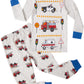 Popshion Boys Pajamas Fire Truck Long Sleeve Cotton Pj Toddler Clothes Set Winter Sleepwear 2 Piece Kids Police Car Pjs 5T