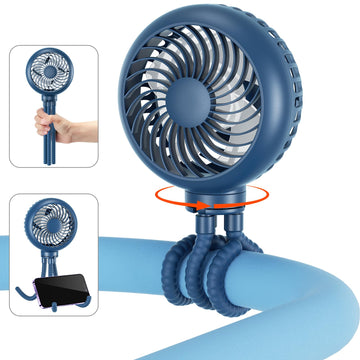Handfan 4000Mah Battery Operated Stroller Fan Flexible Tripod Clip On Fan With 4 Speeds And Rotatable Max 31Hrs Handheld Persona