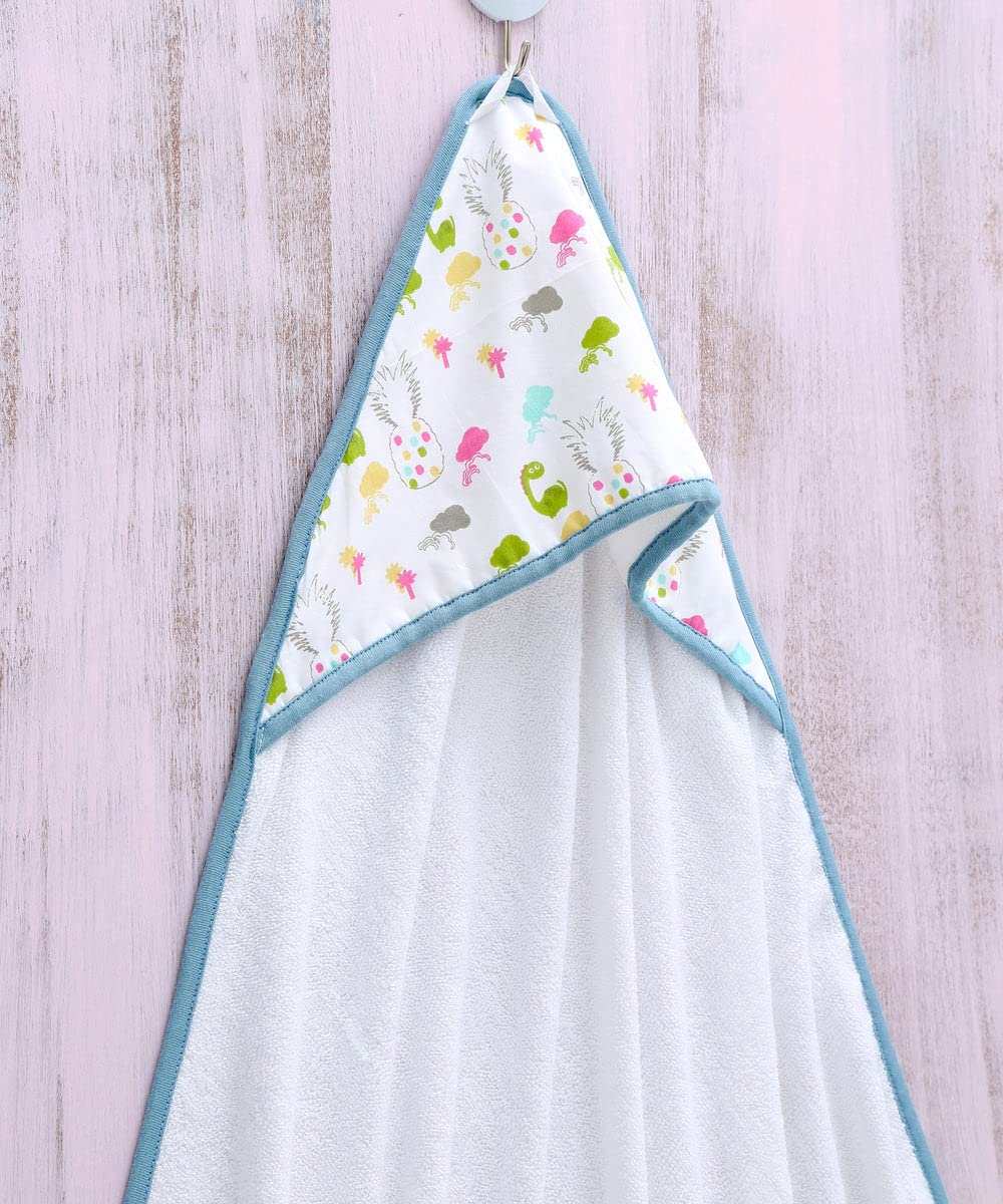 MOMJOY Hooded Baby Bath Towel for Boys & Girls,Easy Dry, Ultra Soft |1214 Months| Pack of 1|White & Blue
