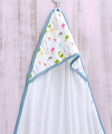 MOMJOY Hooded Baby Bath Towel for Boys & Girls,Easy Dry, Ultra Soft |1214 Months| Pack of 1|White & Blue