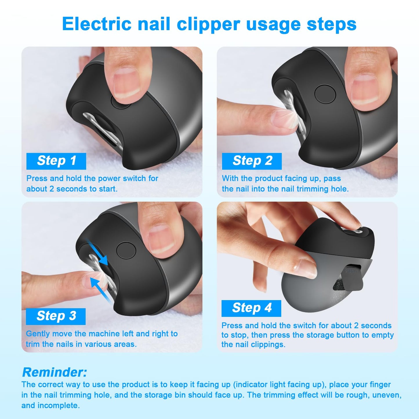 Electric Automatic Nail Clipper With Light, 2-Speed Trimmer, Usb Rechargeable, Nail Scraps Storage & Magnetic Cover, Safe For Ba