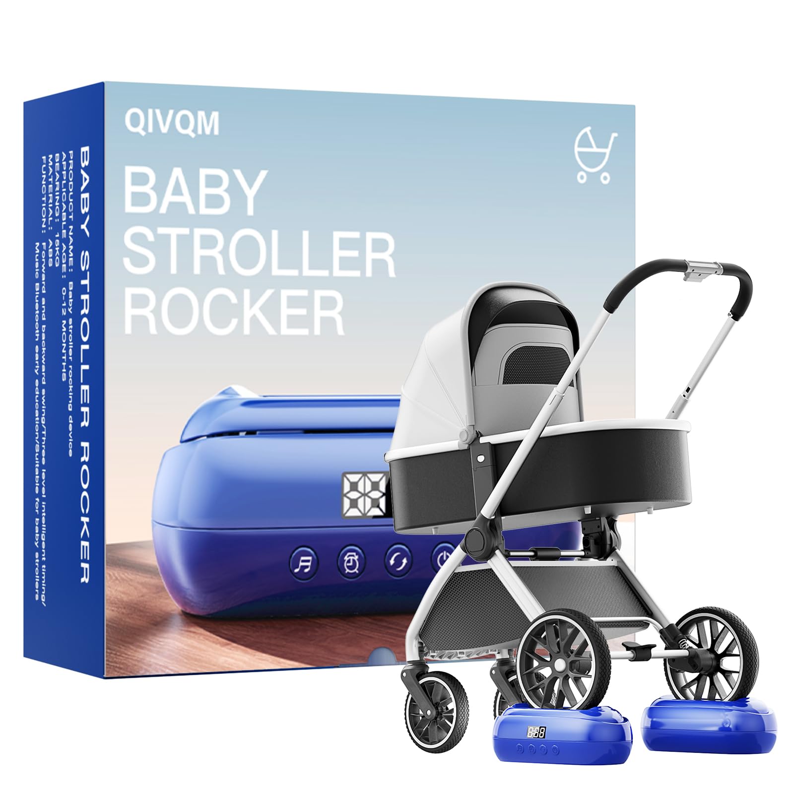 QIVQM Stroller Rocker Adjustable Speed Stroller Rocker Device with Remote Control Bluetooth Connectivity Music Timer Safe Non Sl