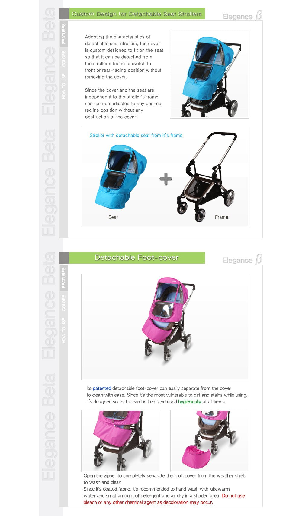 Manito Elegance Beta Stroller Weather Shield/Rain Cover - Red