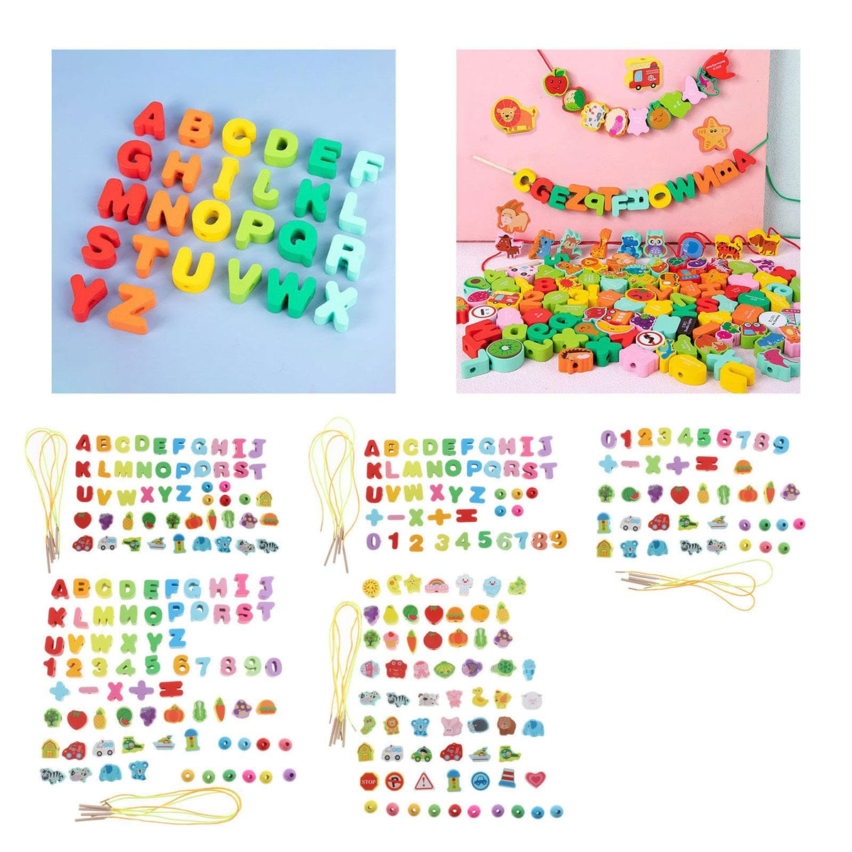 ATORSE Wooden Lacing Bead Toy Early Educational Motor Skills for Children Toddler 42 Beads|Baby | Toys for Baby | Developmental 