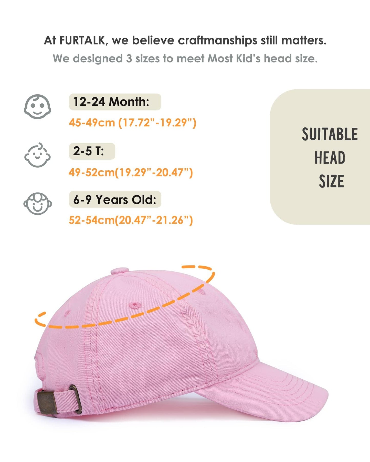Furtalk Toddler Baseball Hat Kids Boys Girls Adjustable Washed Cotton Baseball Cap With Ponytail