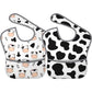 Qwalnely Cow Print Baby Stuff 2Packs Baby Bibs For 6-24 Months Waterproof Washable Fabric For Boys Girls Stuff, Newborn Toddler