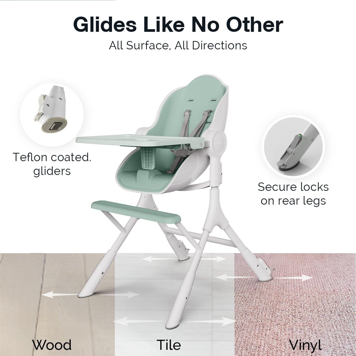 Oribel Cocoon Z High Chair & Baby Lounger | Perfect High Chair For Toddlers/Newborns | Glides Easily On All Surfaces | Secure Lo