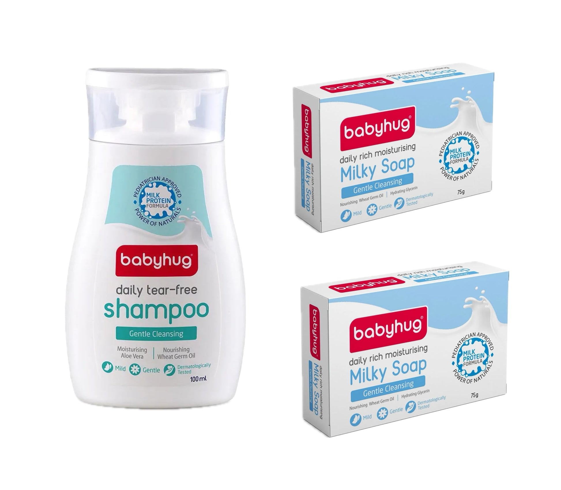 Babyhug Daily Tear Free Shampoo 100 Ml & Moisturising Milky Soap 75G X 2 Combo