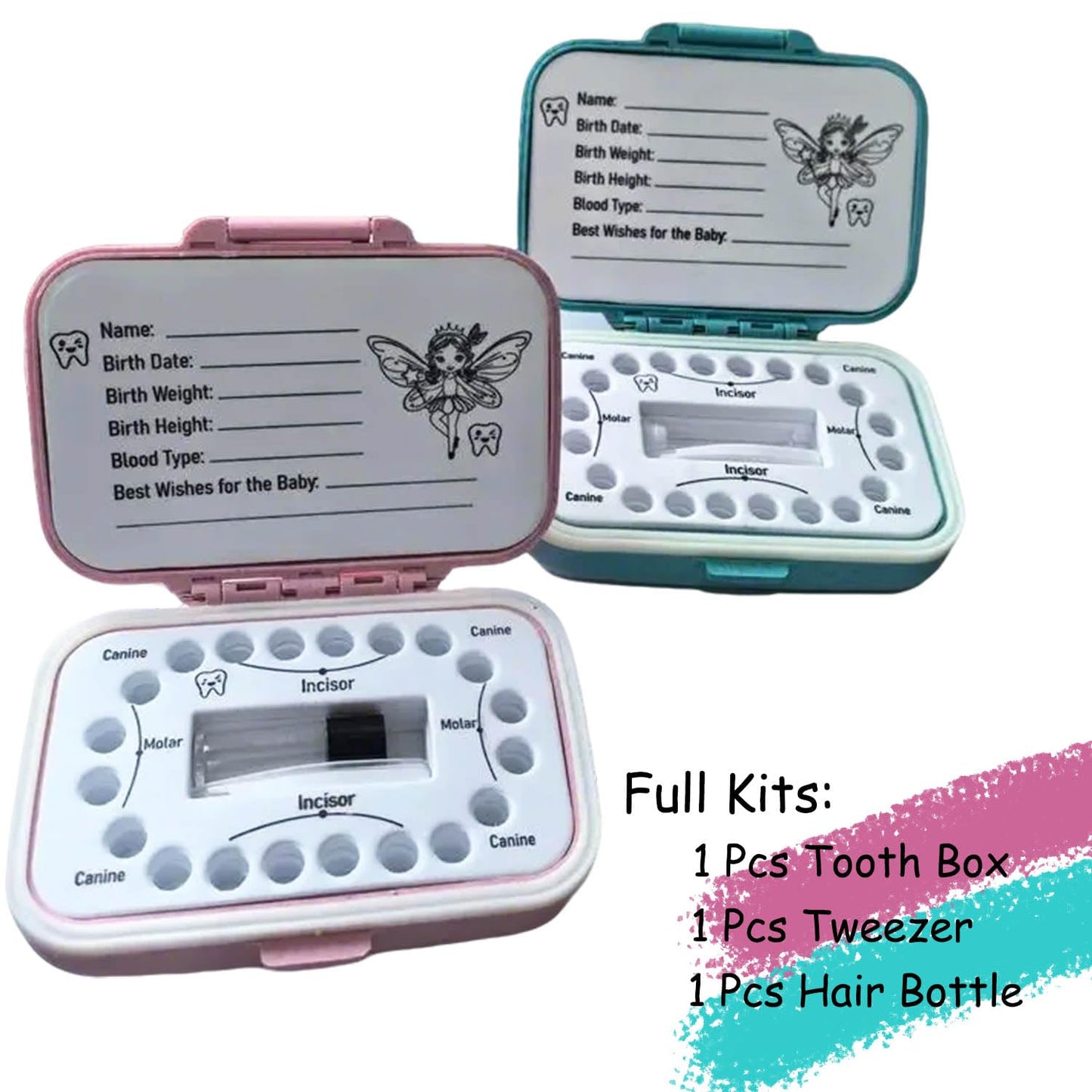 Tooth Fairy Box & Baby Tooth Keepsake Case For Kids- Natural Wheat Straw & Pp Material, Easy-Write Eva Liner - Blue