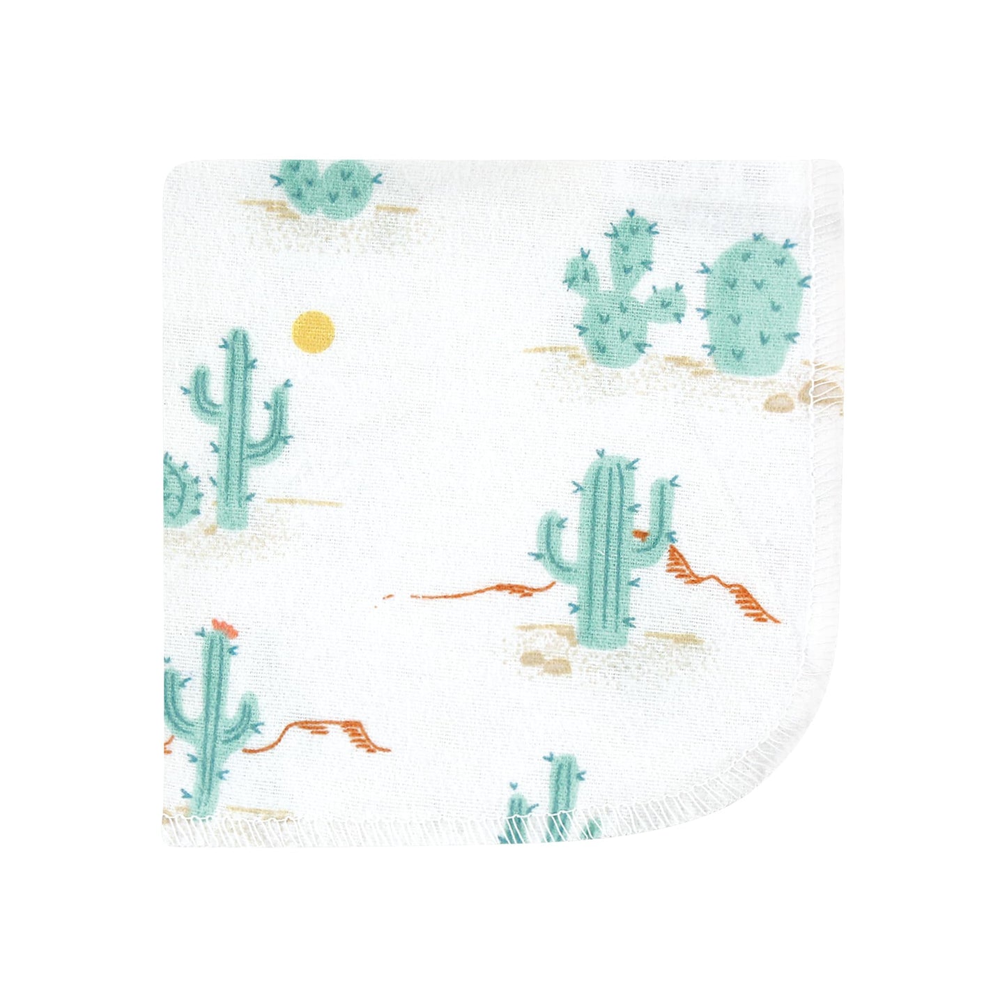 Hudson Baby Unisex Baby Flannel Cotton Washcloths, Desert Cactus 10 Pack, One Size