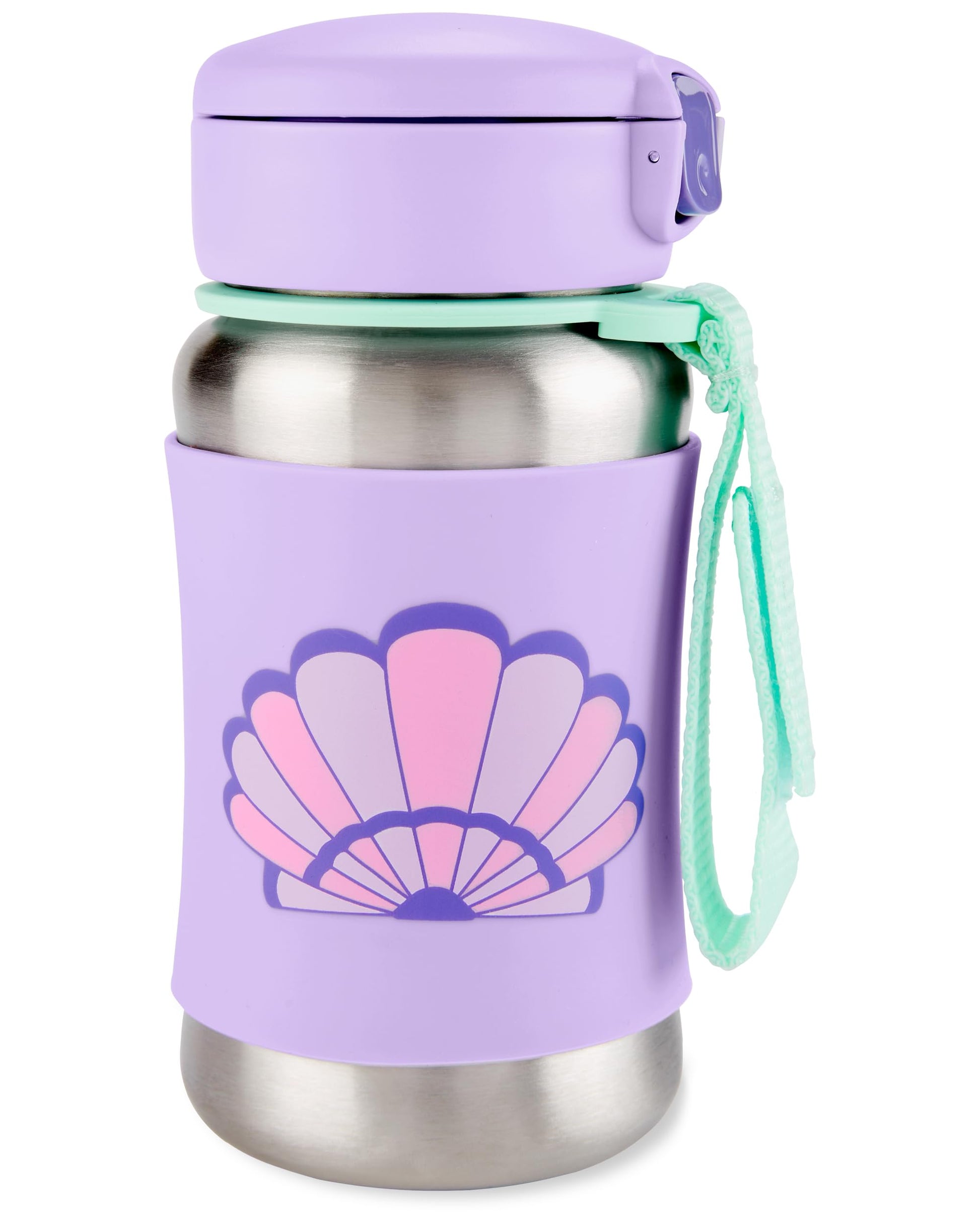 Skip Hop Toddler Sippy Cup with Straw, Sparks Stainless Steel Straw Bottle, Seashell