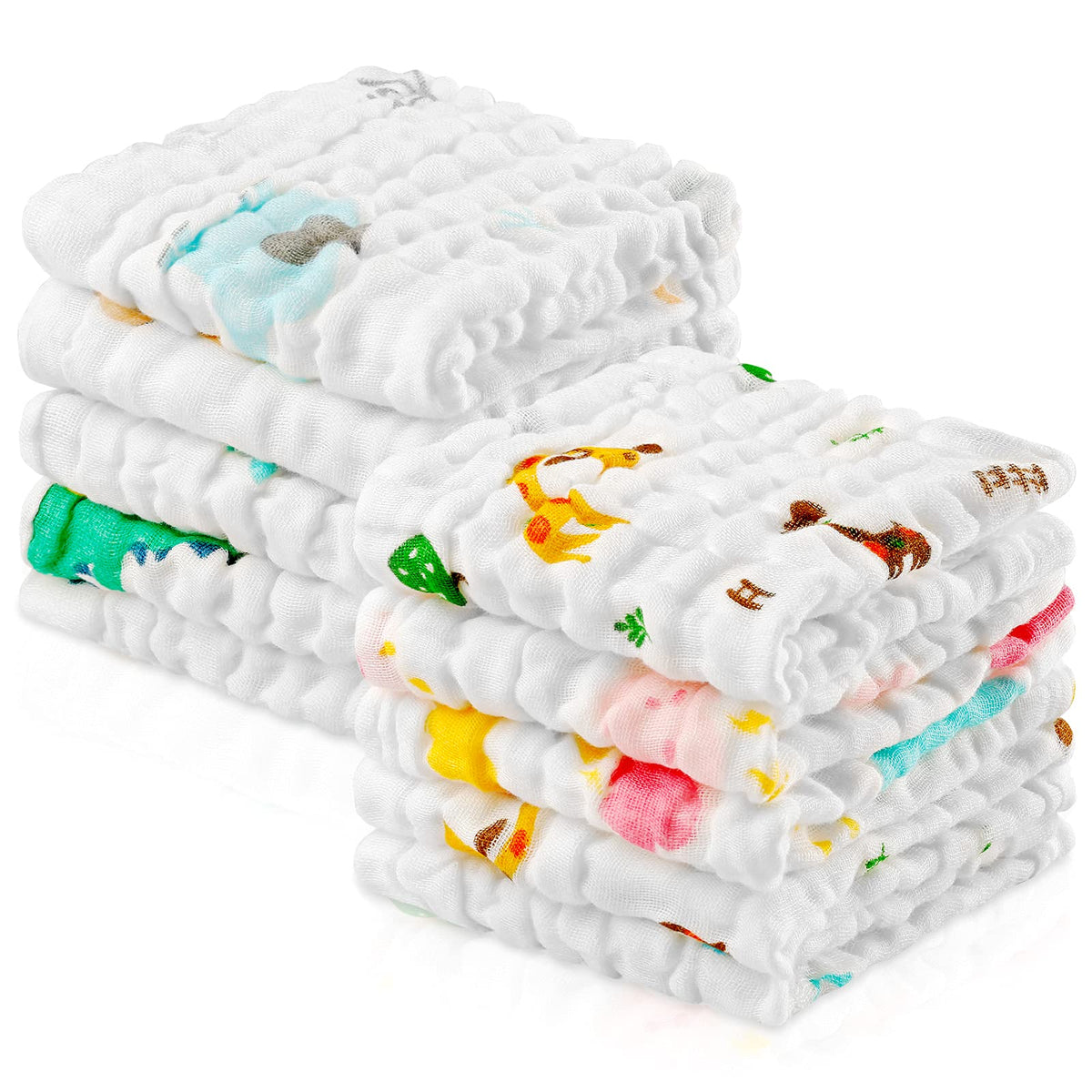 Ppogoo Baby Muslin Washcloths Natural Purified Cotton Baby Wipes Soft Newborn Baby Face Towel Baby Shower Gift 10 Pack