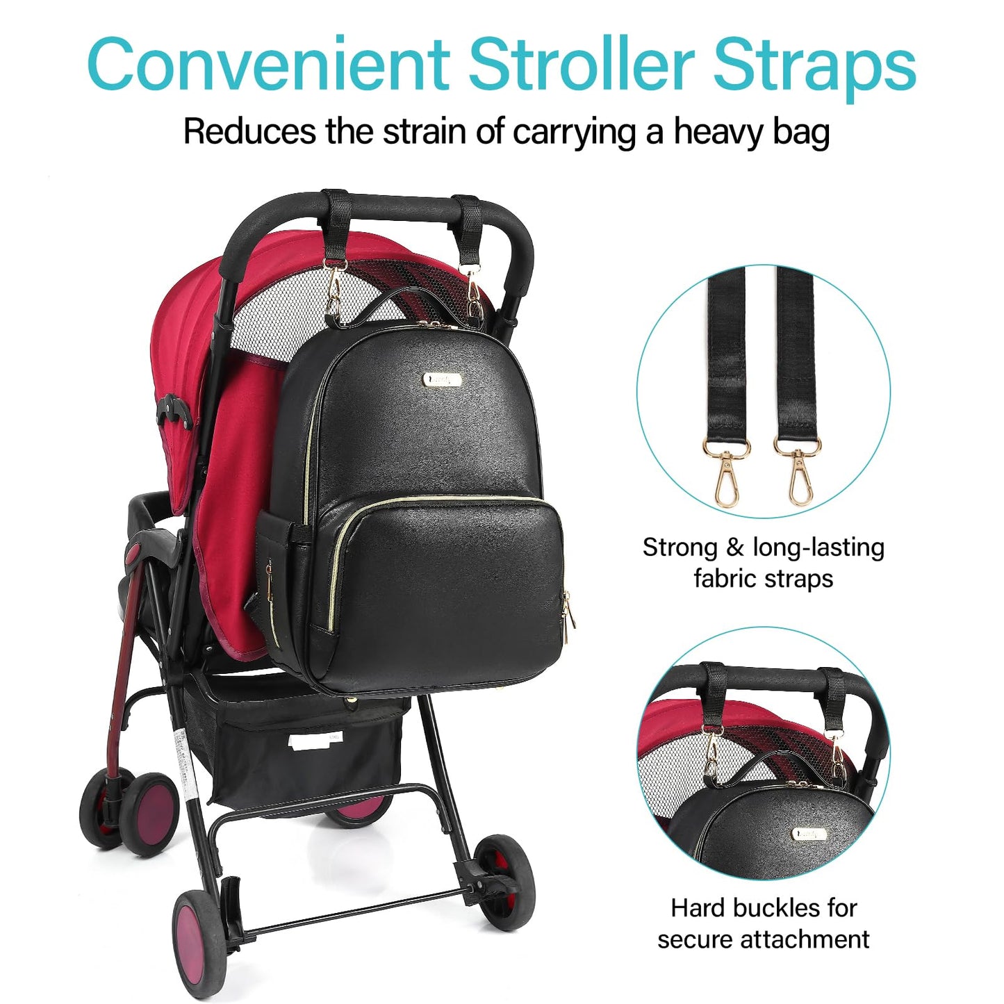 Leather Diaper Bag Backpack - Large Capacity Baby Essentials Travel Baby Bag With Changing Pad, Multi Function Waterproof Baby B